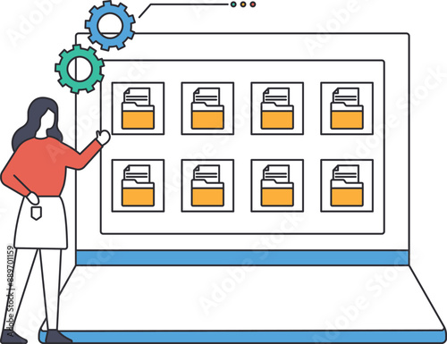 Organize files folder or archive document to be index, administration work, plan or file management, arrange online data or paperwork concept,
