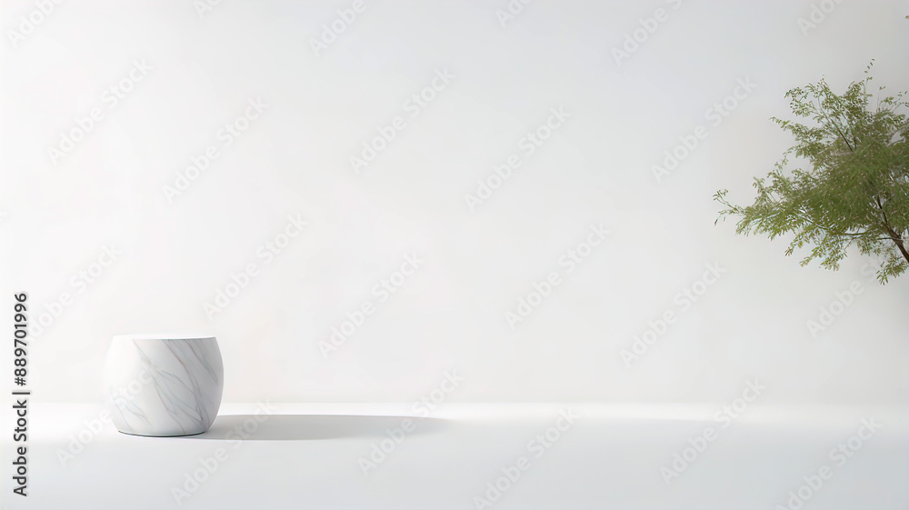 Marble table with tree shadow against white wall for organic appeal of product layout, Marble table with tree shadow against white wall for organic appeal of product layout,