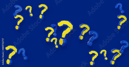 question marks with shadows...