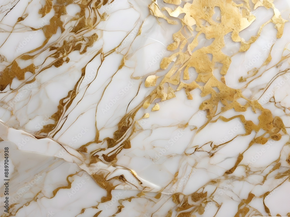 Obraz premium White marble with golden pattern beautiful light