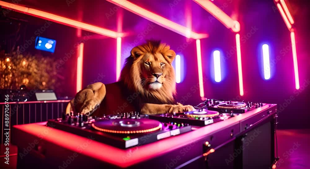 Lion DJ in a nightclub.