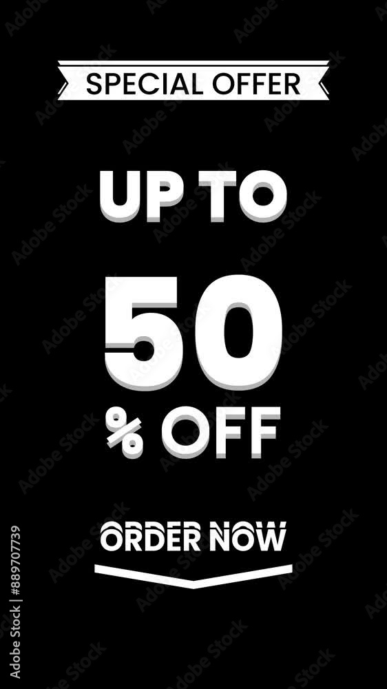 Special offer for up to 50% off, urging viewers to place an order promptly, ideal for promotional designs or advertisements. Special offer for up to 50% off, urging viewers to place an order promptly, ideal for promotional designs or advertisements.