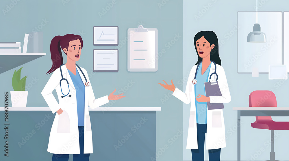 Female doctor Hospitalist coordinating patient care in a clinic Female doctor Hospitalist coordinating patient care in a clinic