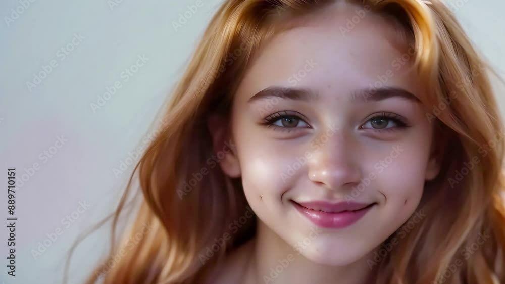 portrait of a red-haired girl, seamless looping portrait of a red-haired girl, seamless looping