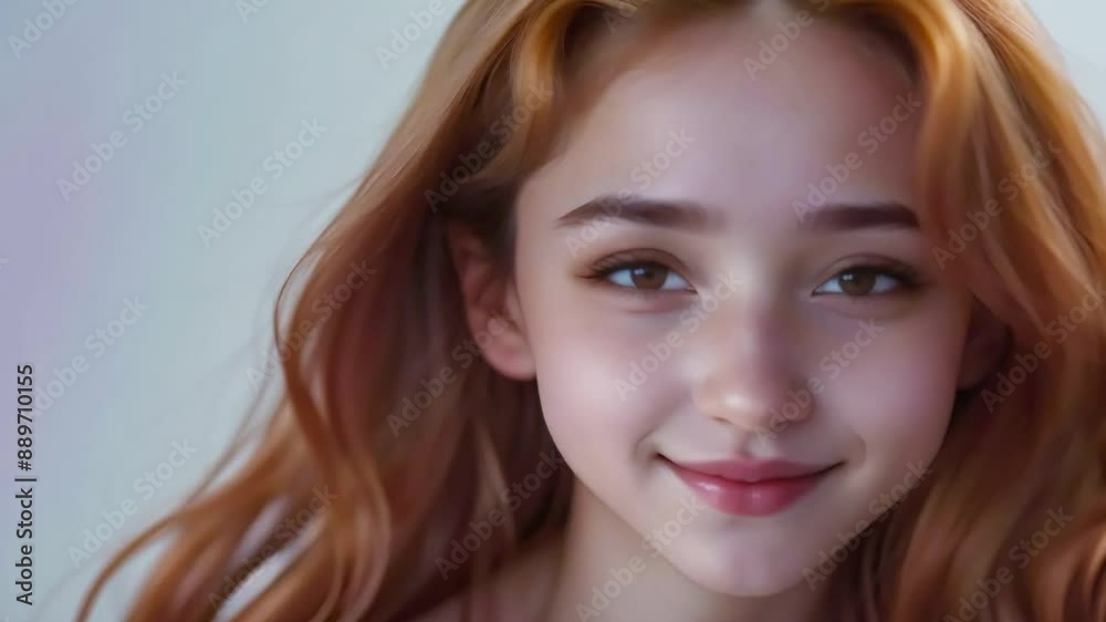 portrait of a red-haired girl, seamless looping portrait of a red-haired girl, seamless looping