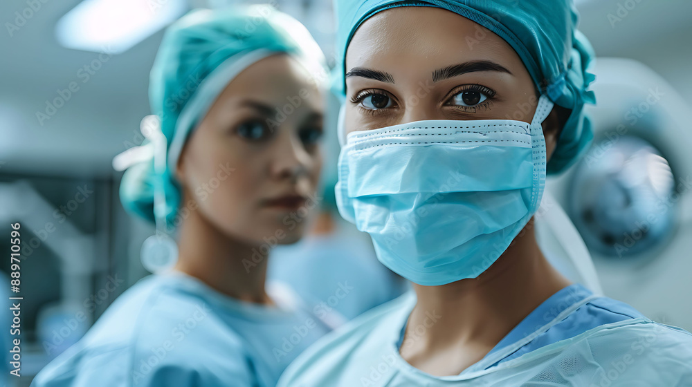Female doctor Surgeon preparing for an operation in an operation theatre Female doctor Surgeon preparing for an operation in an operation theatre