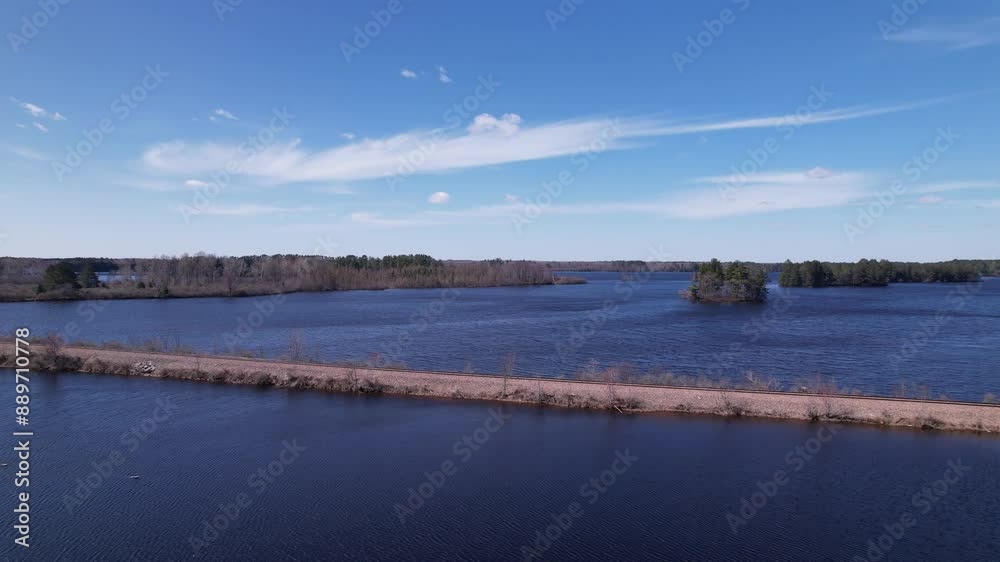 Tamahawk Wisconsin and Lake Mohawksin spring time Tamahawk Wisconsin and Lake Mohawksin spring time