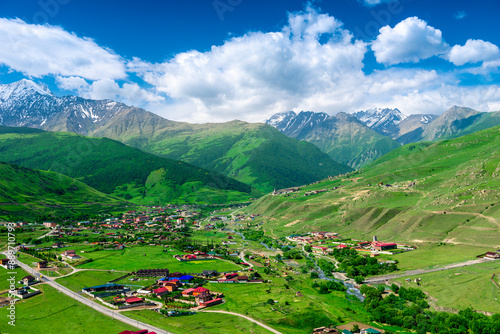 A picturesque view of the mountain settlement of Verkhny Fiagdon in the mountains of the North Caucasus. Russia photo