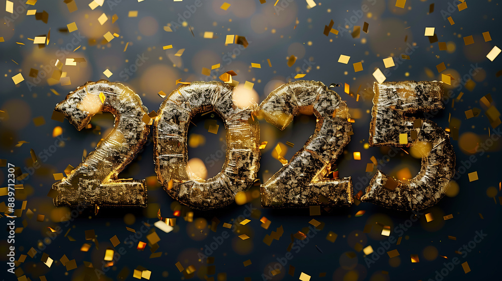Happy New Year 2025, colorful confetti text. 2025 number letter, confetti, celebration and greetings with blurred background. Happy New Year 2025, colorful confetti text. 2025 number letter, confetti, celebration and greetings with blurred background.