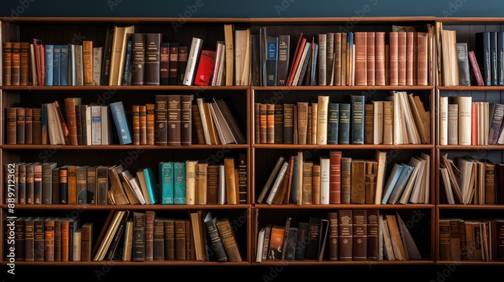 Full Bookshelf with Classic Literature. Full Bookshelf with Classic Literature.