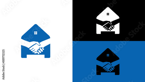 House logo, Trust logo, Real estate logo, Trustworthiness logo, home logo, Building logo, Property logo, trust property logo, Hand shake logo, safe logo, faith logo, 