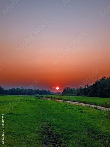 sunset over the river