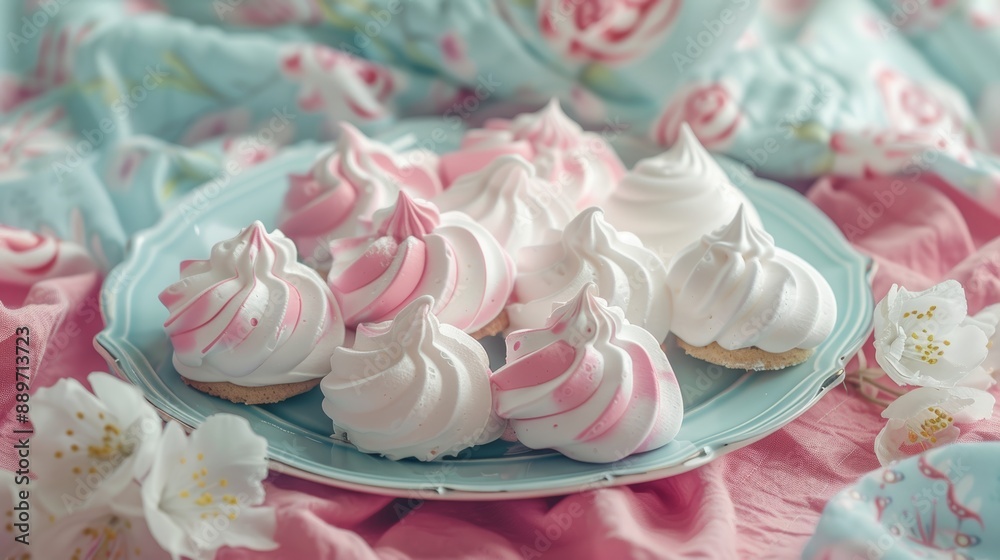 pastel-colored tea party including marshmallows. pastel-colored tea party including marshmallows.