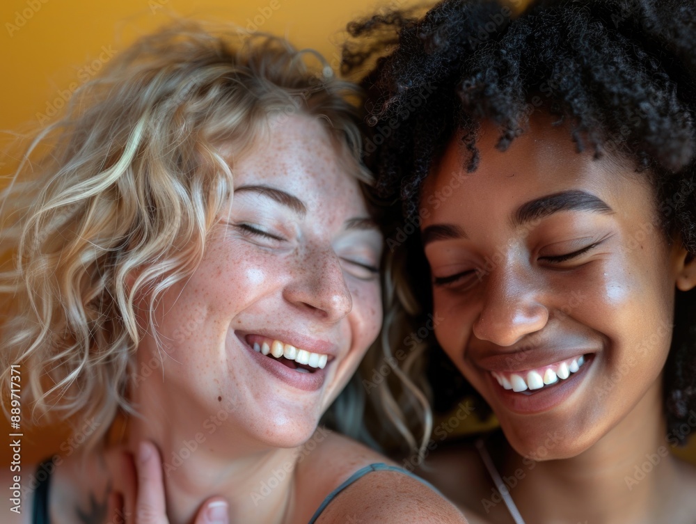 A portrait of two happy women sharing a moment of joy