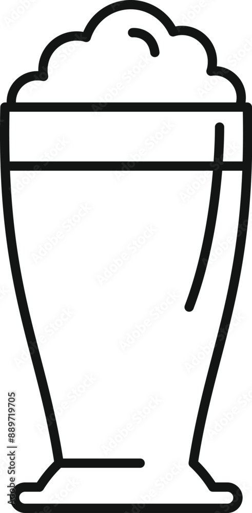Simple line drawing of a tall glass of beer with foam on top