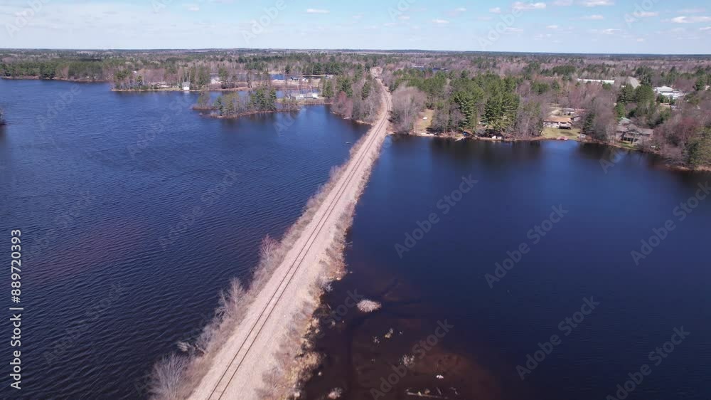 Tamahawk Wisconsin and Lake Mohawksin spring time Tamahawk Wisconsin and Lake Mohawksin spring time