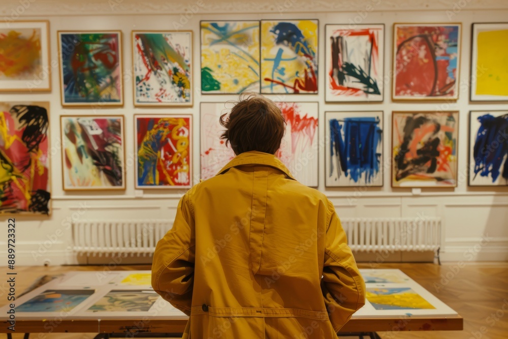 Fototapeta premium An art exhibition in the rear view of a 30 year old man