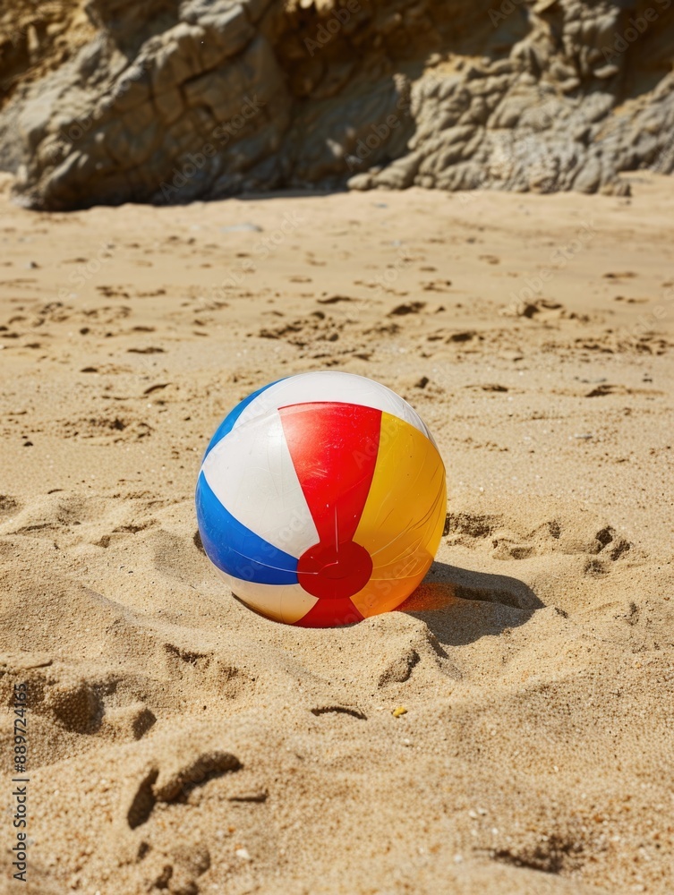 Obraz premium Beach ball on sandy beach