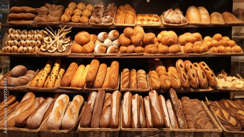 Assortment of Freshly Baked Bread at a Bakery. Assortment of Freshly Baked Bread at a Bakery.
