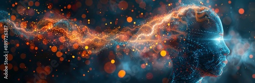 Digital Art Portrait of a Woman Surrounded by Colorful Bokeh Lights