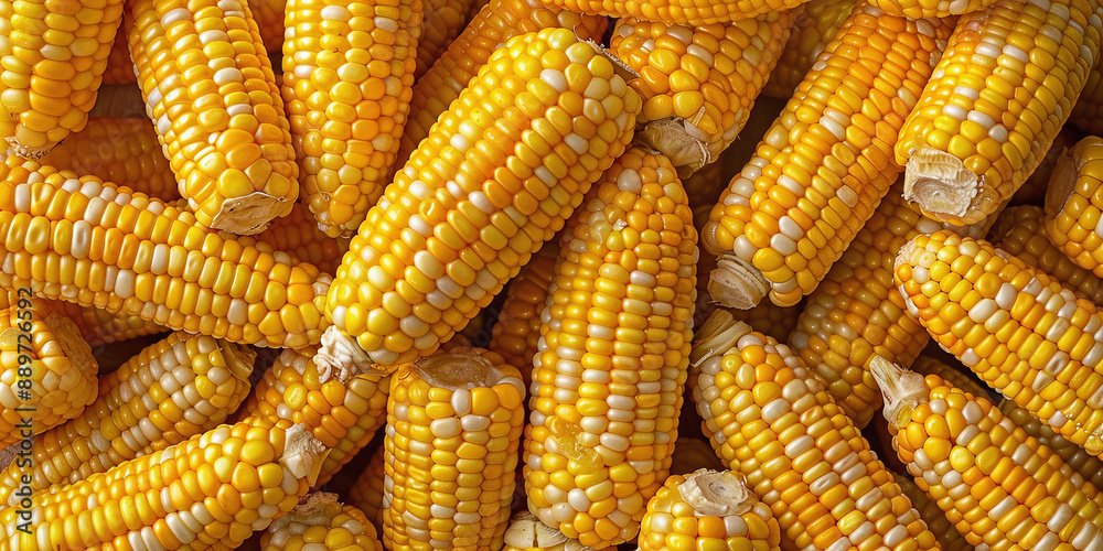 Hundreds of corn seamless background, pieces of corn. Top down view. Hundreds of corn seamless background, pieces of corn. Top down view.