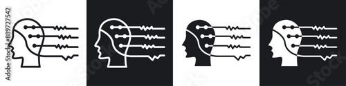 eeg black and white icon set photo