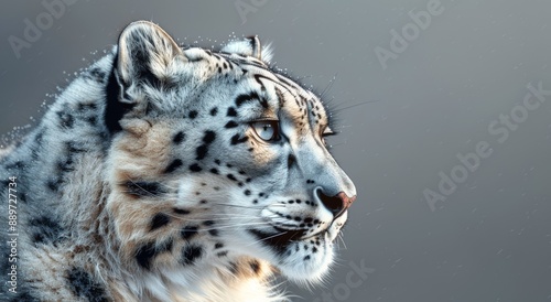 Close Up Portrait of a Snow Leopard Looking to the Side