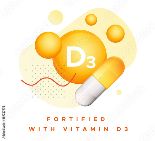 Packaging Icon - Fortified with Vitamin D3 - Stock Icon