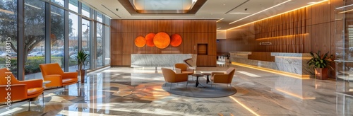 Modern Lobby With Curved Wall and Large Windows in a Building With Natural Light