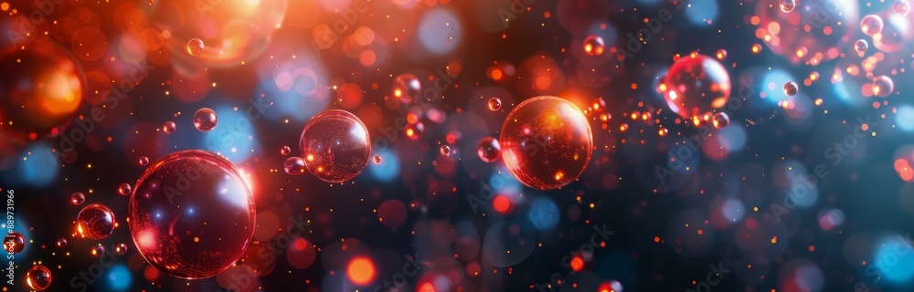 Abstract Red And Blue Spheres Floating In Space Abstract Red And Blue Spheres Floating In Space