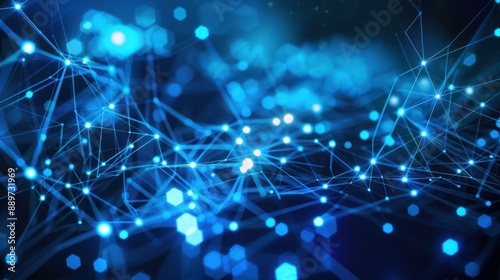 Wallpaper Mural Abstract Digital Network with Blue Glowing Lines Torontodigital.ca