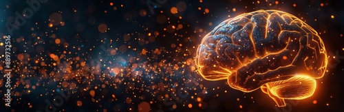 3D Render of a Human Brain With Glowing Lights