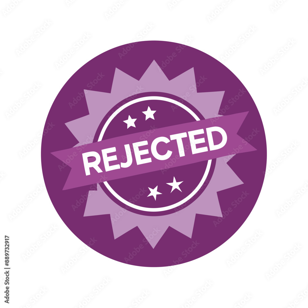 rejected Sign Icon, Flat Design in Purple Color, Circular Badge rejected Sign Icon, Flat Design in Purple Color, Circular Badge
