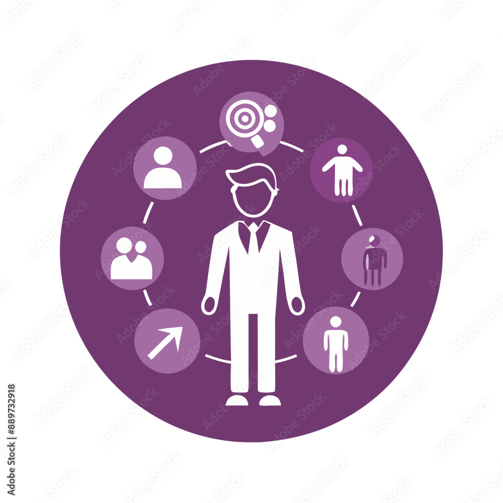 proactive Sign Icon, Flat Design in Purple Color, Circular Badge proactive Sign Icon, Flat Design in Purple Color, Circular Badge