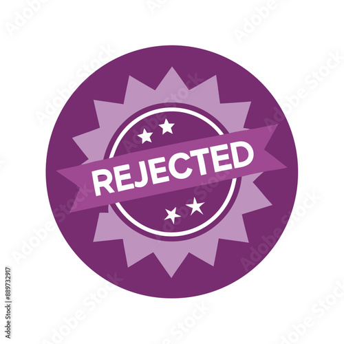 rejected Sign Icon, Flat Design in Purple Color, Circular Badge