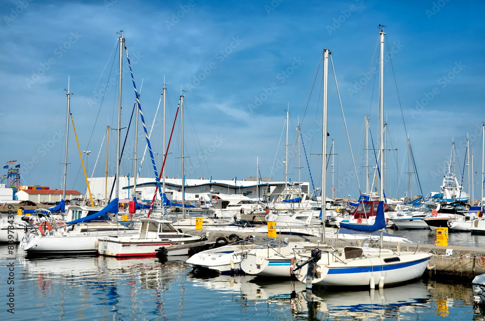 Marina of Saint-Cyprien, commune in the Pyrénées-Orientales department, Languedoc-Roussillon region, in southern France. Marina of Saint-Cyprien, commune in the Pyrénées-Orientales department, Languedoc-Roussillon region, in southern France.