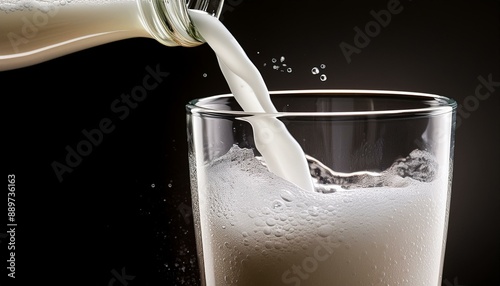 pouring white soda in glassbackground photo