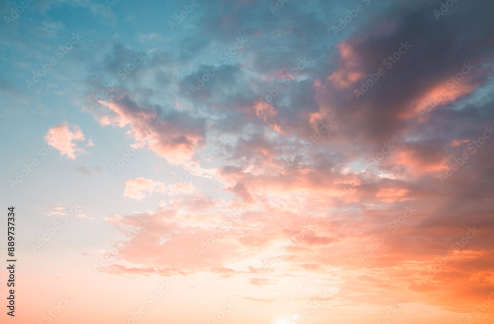 Exotic sunset and soft pink clouds of pastel tones. Exotic sunset and soft pink clouds of pastel tones.