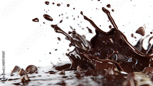 Chocolate Splash with Place for Your Object on White Background  photo