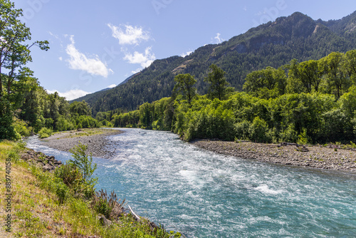 river in the mountains photo