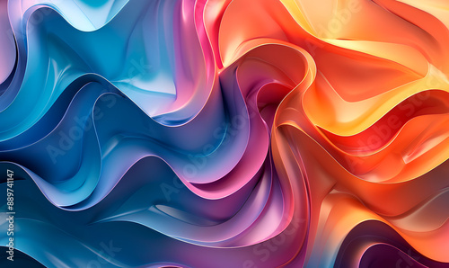 Abstract waves of blue, purple, pink, and orange colors