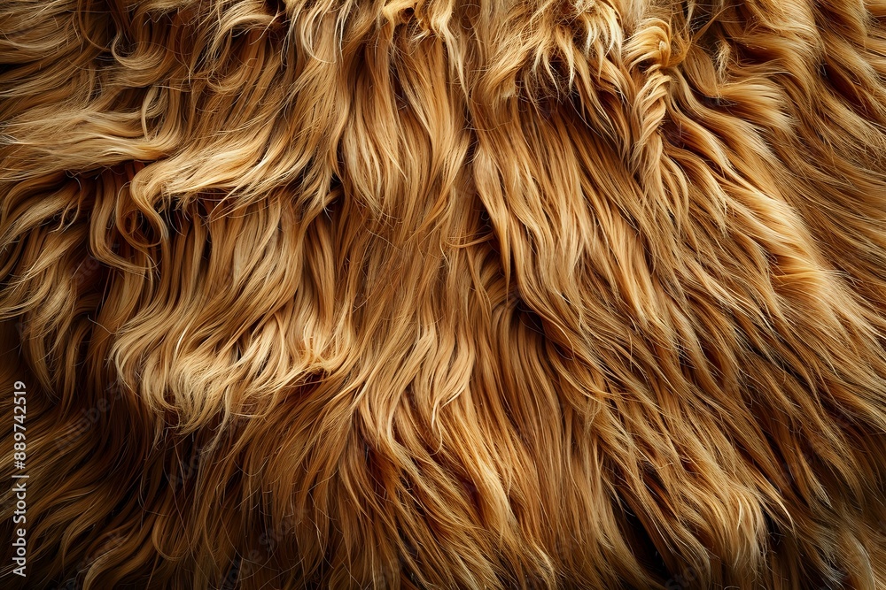 Close-up texture of long, golden-brown fur, providing a soft and warm feel. Perfect for backgrounds, textile design, or representing luxury and comfort in products. Close-up texture of long, golden-brown fur, providing a soft and warm feel. Perfect for backgrounds, textile design, or representing luxury and comfort in products.