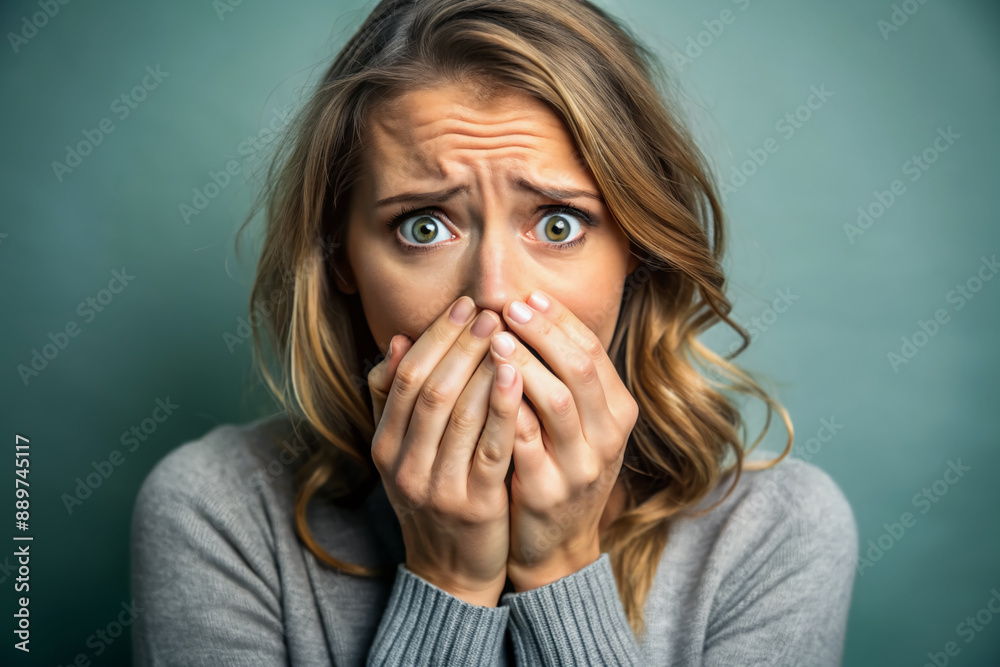 worried woman lowkey portrait of adult female covering mouth anxious expression worried woman lowkey portrait of adult female covering mouth anxious expression