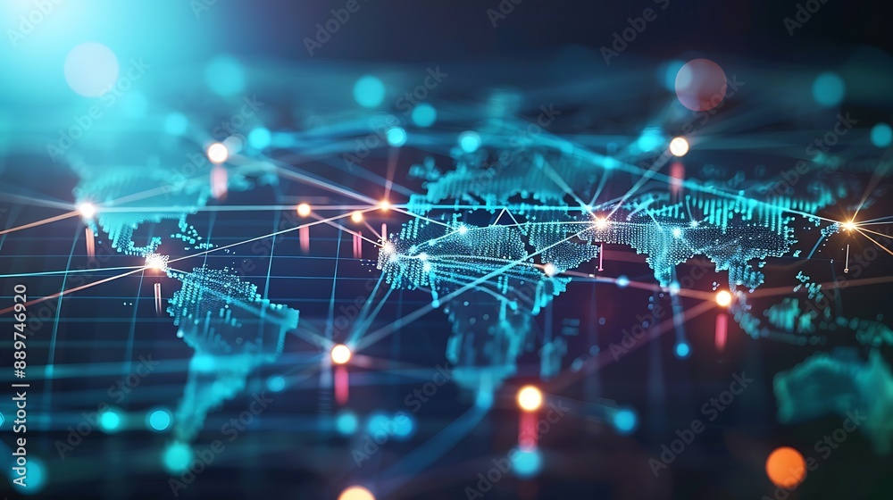 Fototapeta premium Global Network Connectivity: A World Connected
