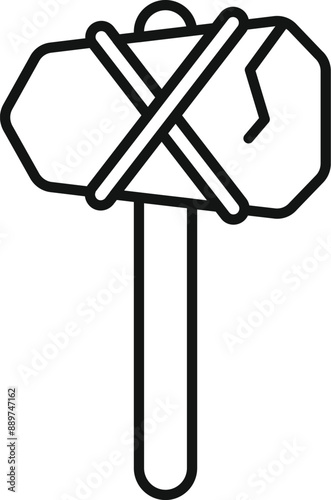 Simple weapon from the stone age, hunting tool for killing animals and defense from attack