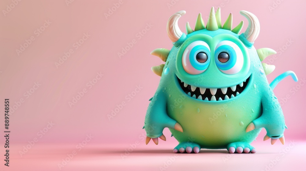 Cute 3D cartoon monster with colorful background. This character could be related to animation, children’s media, or character design. Cute 3D cartoon monster with colorful background. This character could be related to animation, children’s media, or character design.