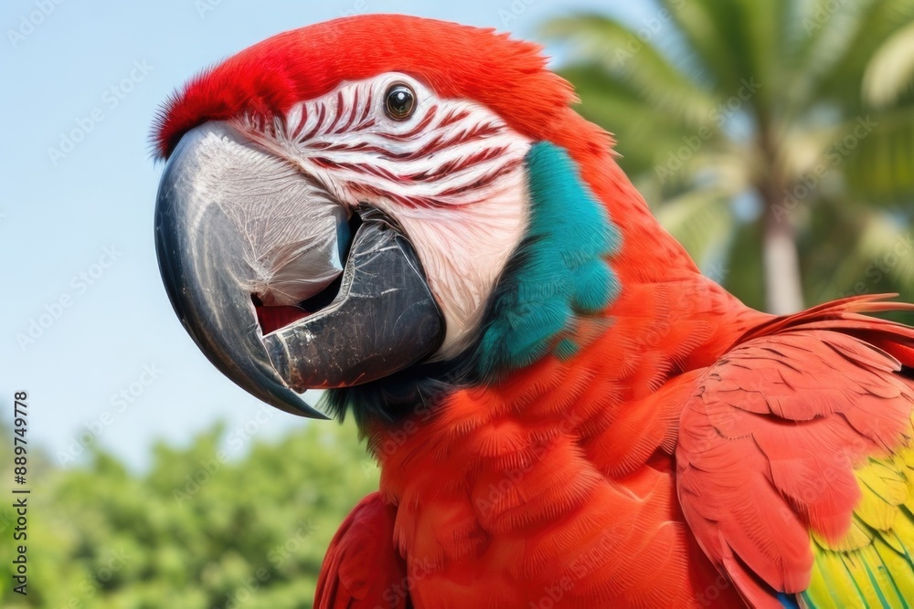 Close-up macaw parrot over a nature background Close-up macaw parrot over a nature background