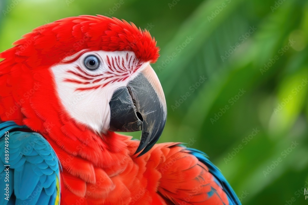 Close-up macaw parrot over a nature background Close-up macaw parrot over a nature background