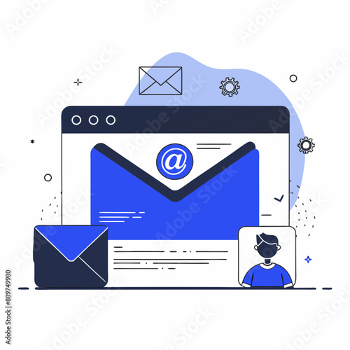 Minimalist Black, blue and White Vector Icon of a 