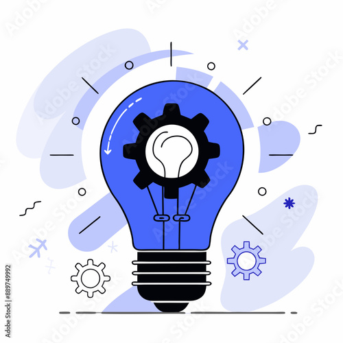 Minimalist Black, blue and White Vector Icon of a 